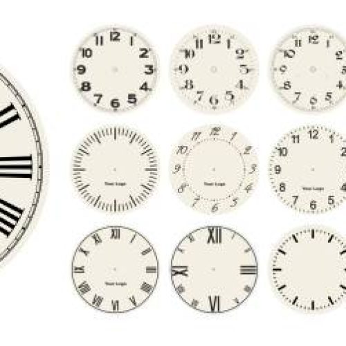 Big set of vector clock faces, watch dials in different styles for watch clock design.